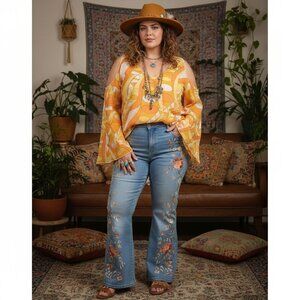 Identity By Lord & Taylor Vintage Silk Retro Cold Shoulder Blouse Size 16 NWT